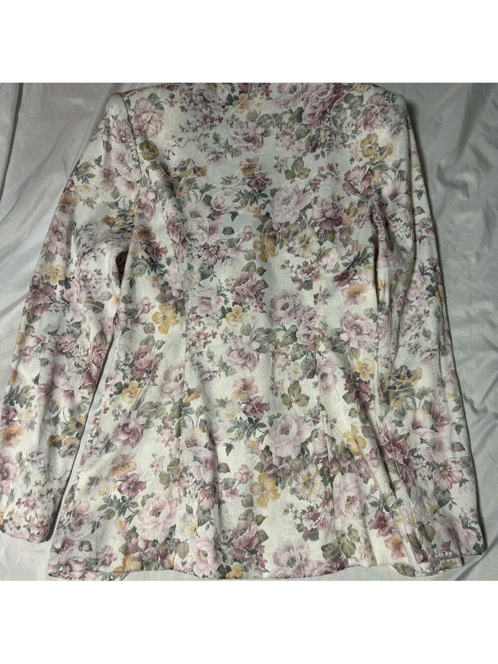 Scott McClintock Vintage 80s Ivory Brocade Skirt Suit Size 8 Petite Pearl Lace - Picture 11 of 16